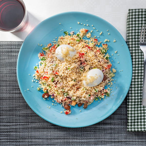 Ensalada de cuscús con manzana y huevo