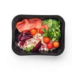 Ensalada de salmón, arroz y manzana